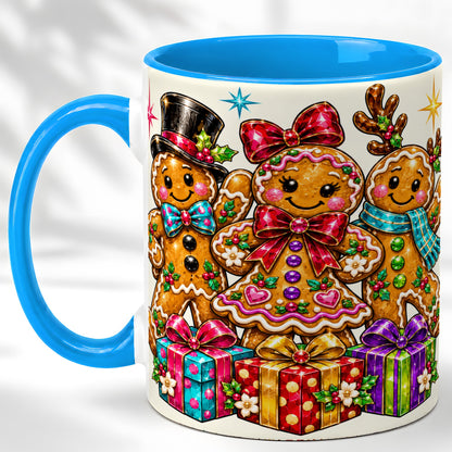 #pl[11oz|Blue] Gingerbread Friends Coffee Mug, Christmas Cookie Mug, Ceramic Cup