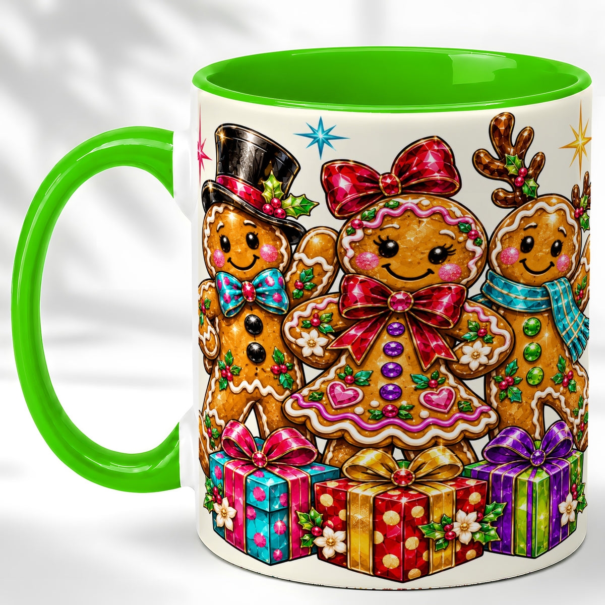 #pl[11oz|Green] Gingerbread Friends Coffee Mug, Christmas Cookie Mug, Ceramic Cup