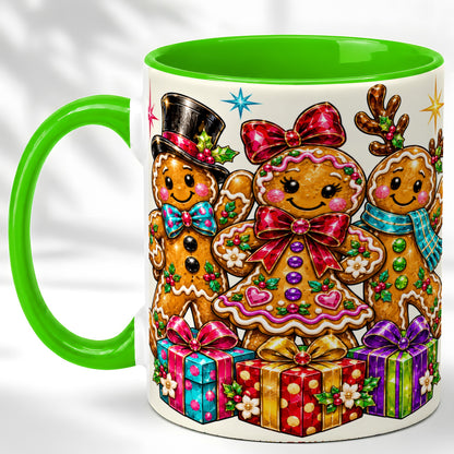 #pl[11oz|Green] Gingerbread Friends Coffee Mug, Christmas Cookie Mug, Ceramic Cup