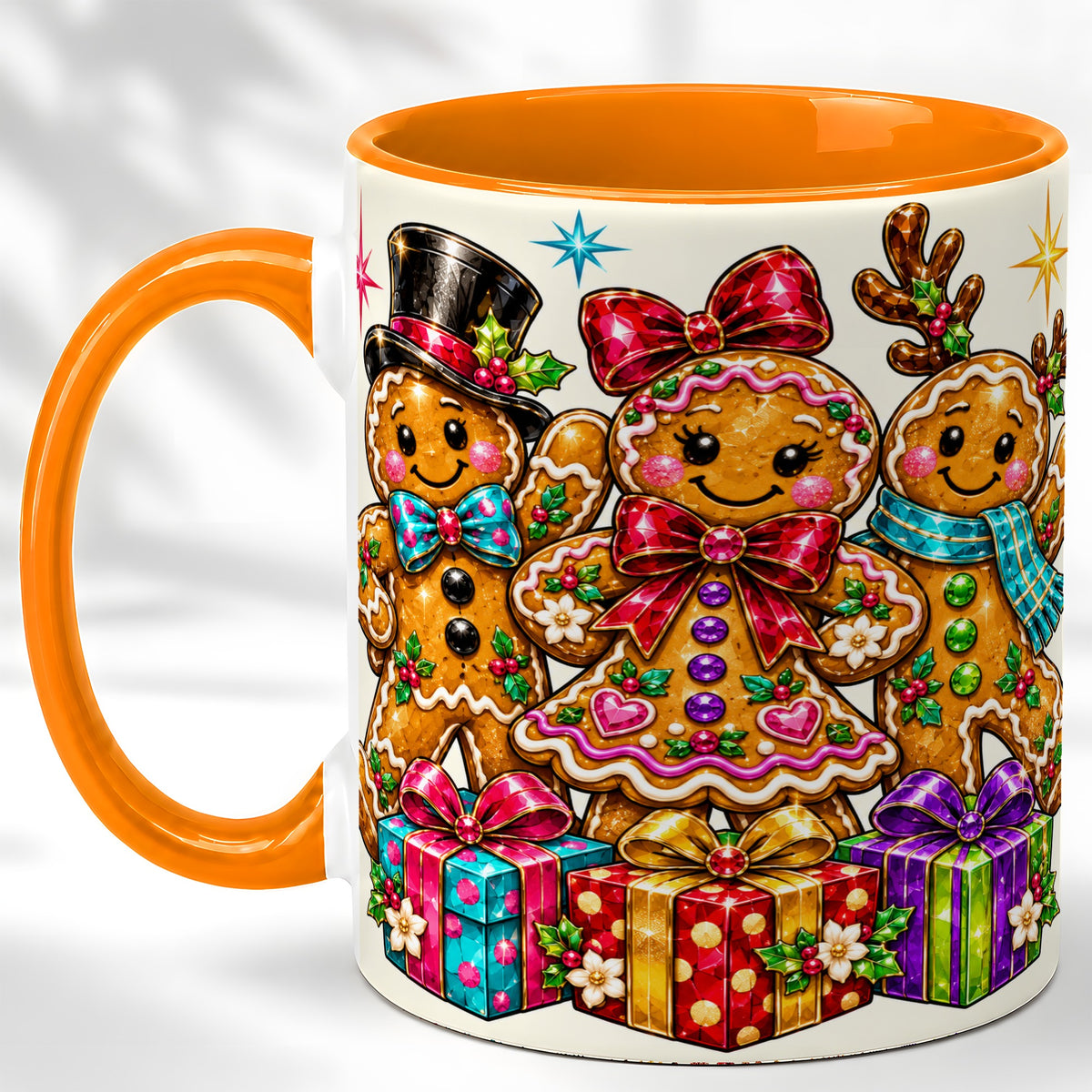 #pl[11oz|Orange] Gingerbread Friends Coffee Mug, Christmas Cookie Mug, Ceramic Cup