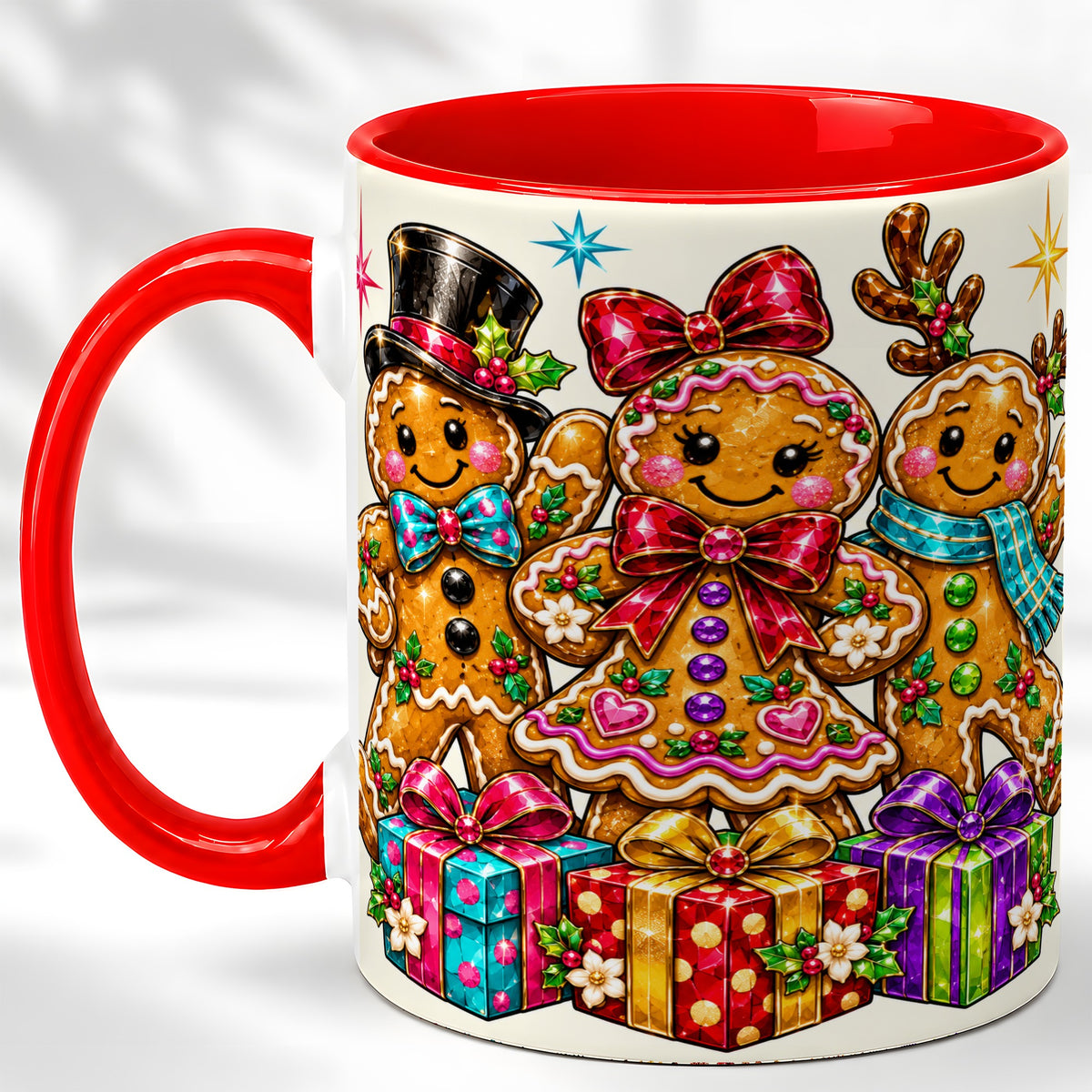 Gingerbread Friends Coffee Mug, Christmas Cookie Mug, Ceramic Cup