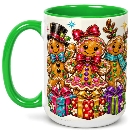 #pl[15oz|Green] Gingerbread Friends Coffee Mug, Christmas Cookie Mug, Ceramic Cup