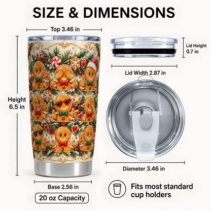 #pl[20oz|Steel] Gingerbread Tumbler 20oz, Christmas Tumbler, Stainless Steel Travel Cup