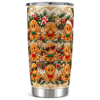 Gingerbread Tumbler 20oz, Christmas Tumbler, Stainless Steel Travel Cup