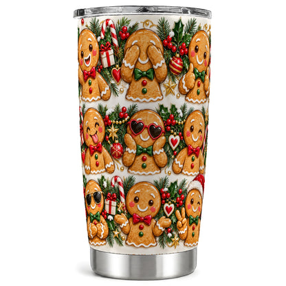 Christmas Gingerbread Tumbler 20oz, Cookie Tumbler, Steel Travel Cup