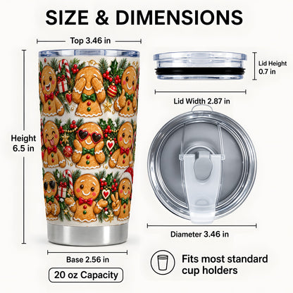 #pl[20oz|Steel] Christmas Gingerbread Tumbler 20oz, Cookie Tumbler, Steel Travel Cup