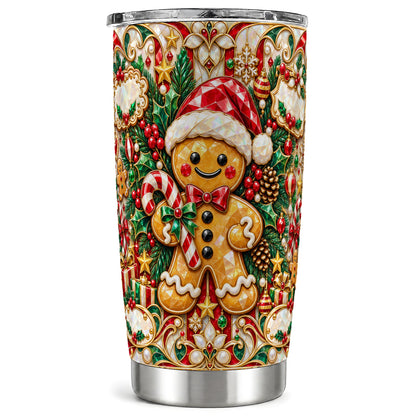 Gem Gingerbread Tumbler 20oz, Christmas Tumbler, Stainless Steel Travel Cup