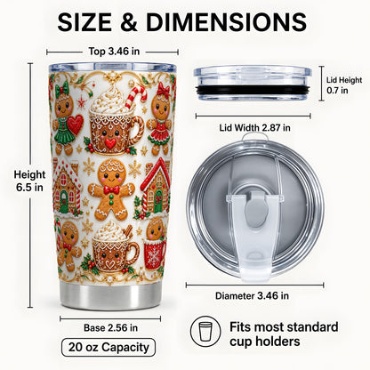#pl[20oz|Steel] Gingerbread Village Tumbler 20oz, Xmas Tumbler, Stainless Steel Travel Cup