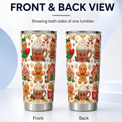 #pl[20oz|Steel] Gingerbread Village Tumbler 20oz, Xmas Tumbler, Stainless Steel Travel Cup