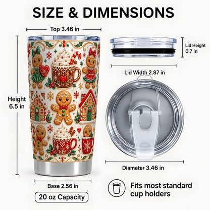#pl[20oz|Steel] Gingerbread Tumbler 20oz, Holiday Tumbler, Stainless Steel Travel Cup