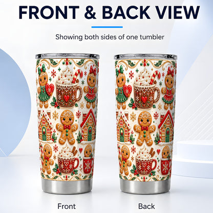 #pl[20oz|Steel] Gingerbread Tumbler 20oz, Holiday Tumbler, Stainless Steel Travel Cup