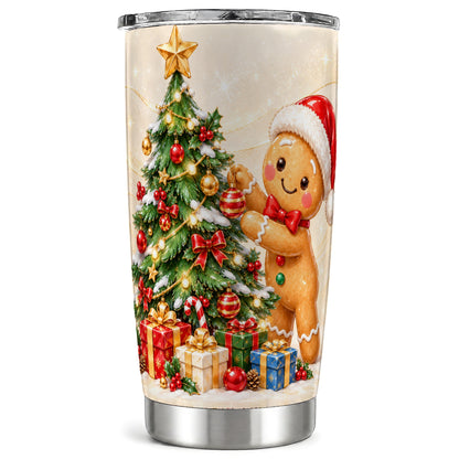 Christmas Tumbler 20oz, Gingerbread Tumbler, Stainless Steel Travel Cup