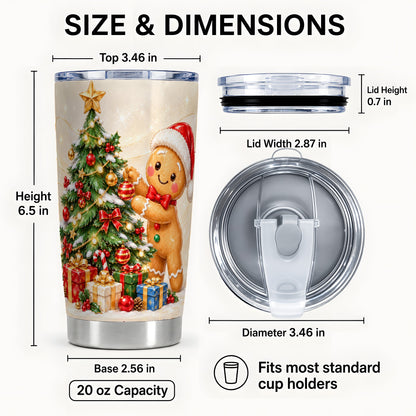 #pl[20oz|Steel] Christmas Tumbler 20oz, Gingerbread Tumbler, Stainless Steel Travel Cup