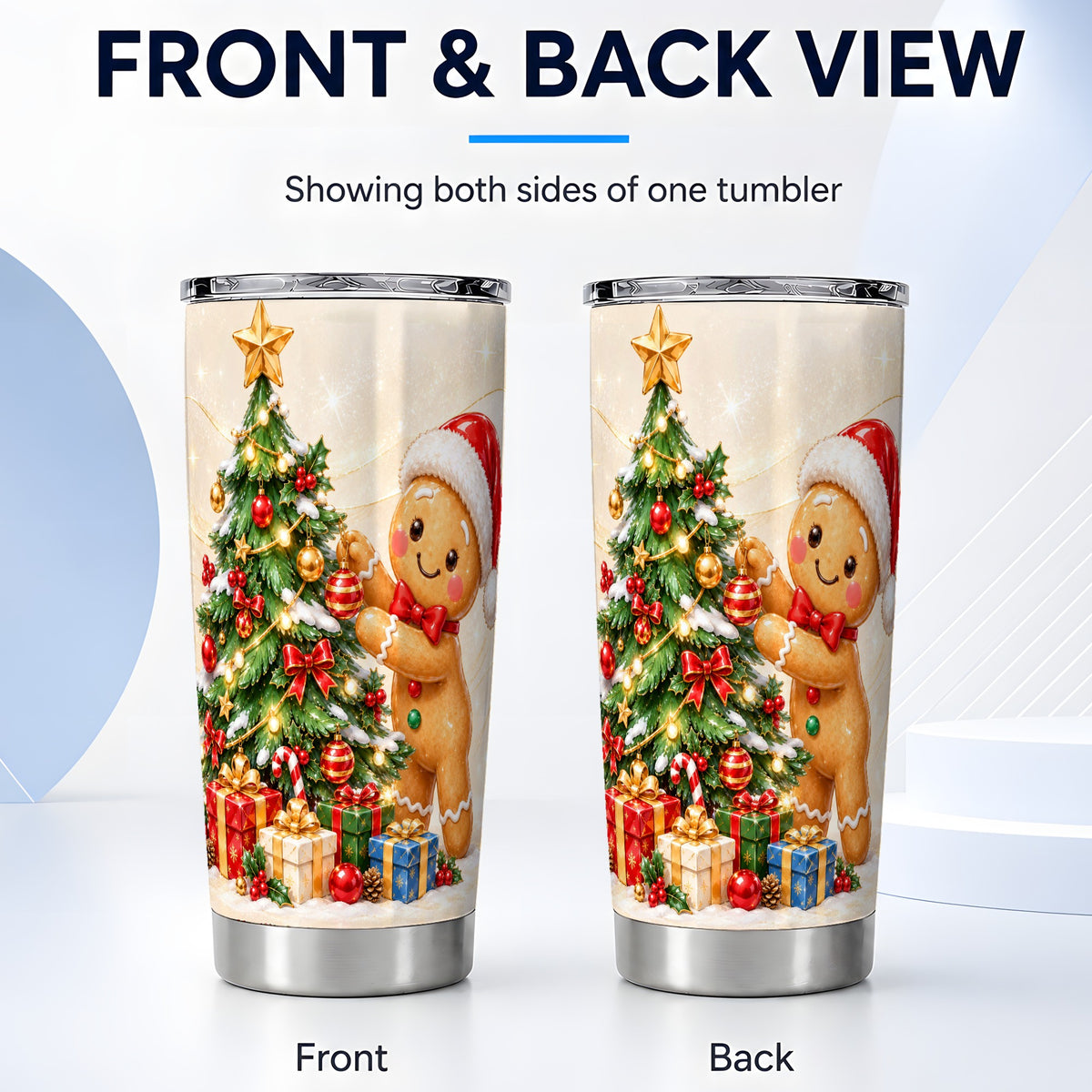 #pl[20oz|Steel] Christmas Tumbler 20oz, Gingerbread Tumbler, Stainless Steel Travel Cup