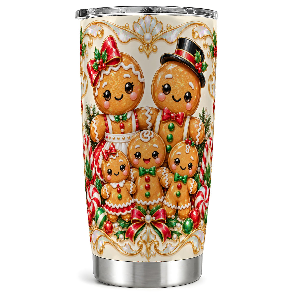 Gingerbread Crew Tumbler 20oz, Holiday Tumbler, Stainless Steel Travel Cup