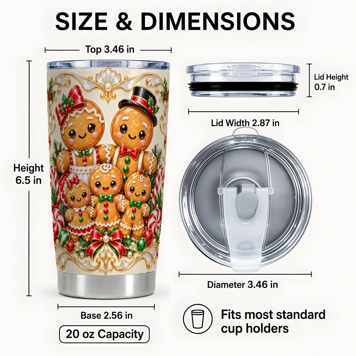 #pl[20oz|Steel] Gingerbread Crew Tumbler 20oz, Holiday Tumbler, Stainless Steel Travel Cup