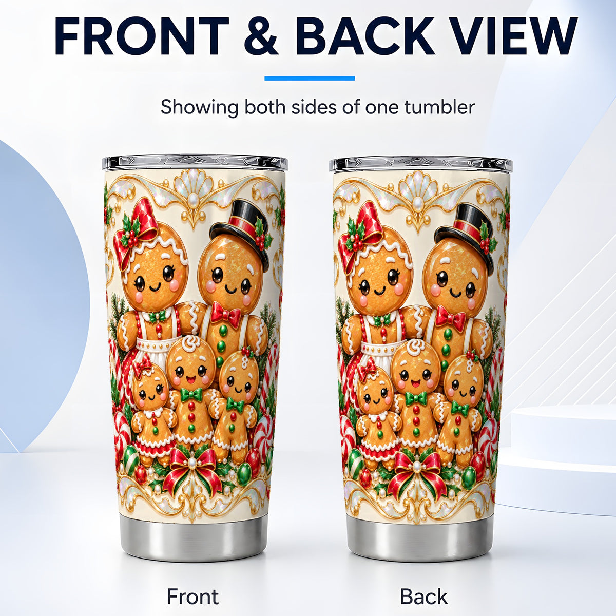 #pl[20oz|Steel] Gingerbread Crew Tumbler 20oz, Holiday Tumbler, Stainless Steel Travel Cup