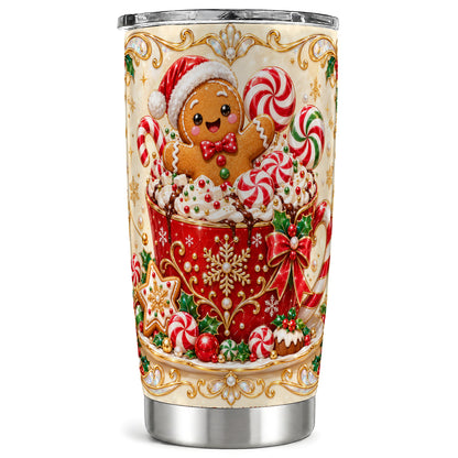 Gingerbread Cocoa Tumbler 20oz, Christmas Stainless Steel Travel Cup