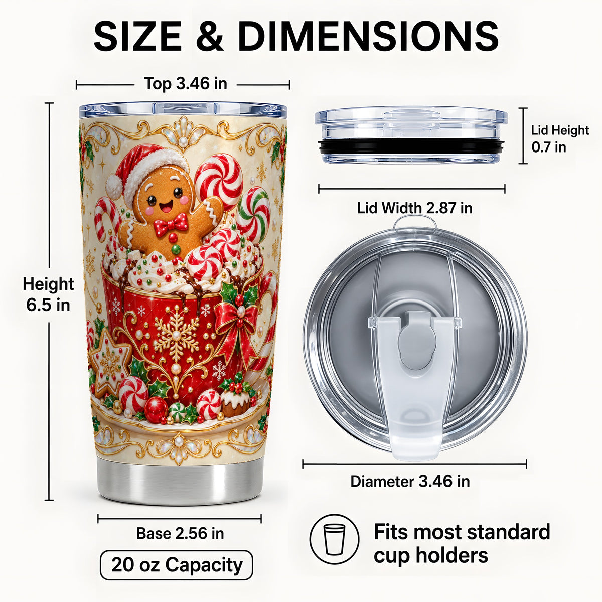 #pl[20oz|Steel] Gingerbread Cocoa Tumbler 20oz, Christmas Stainless Steel Travel Cup