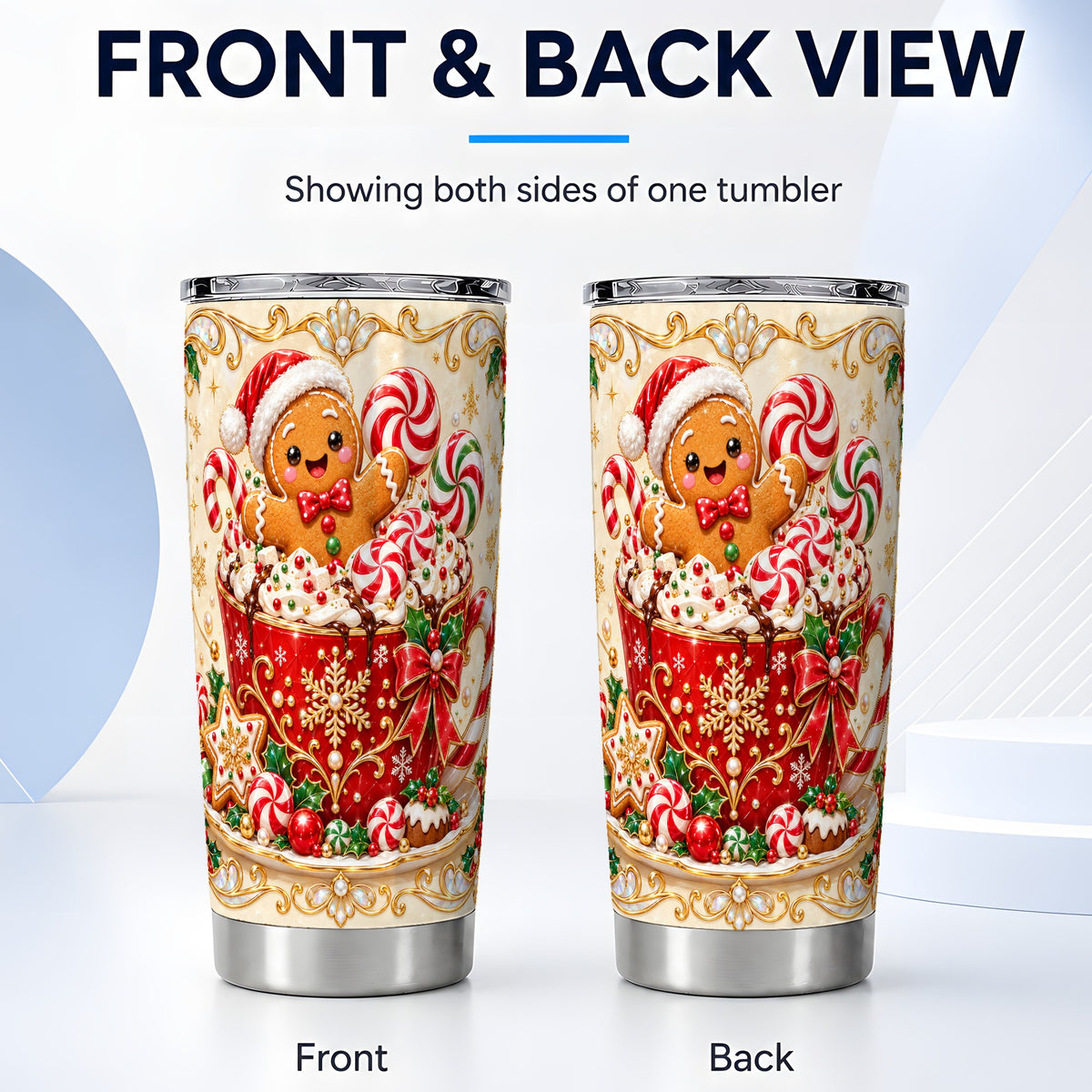 #pl[20oz|Steel] Gingerbread Cocoa Tumbler 20oz, Christmas Stainless Steel Travel Cup