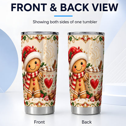 #pl[20oz|Steel] Gingerbread Hot Cocoa Tumbler 20oz, Holiday Stainless Steel Travel Cup