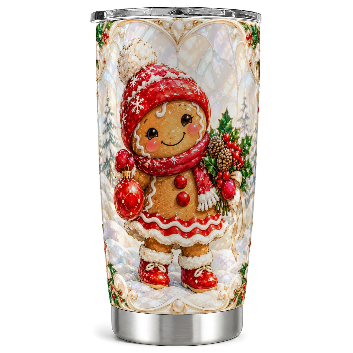 Gingerbread Girl Tumbler 20oz, Christmas Stainless Steel Travel Cup