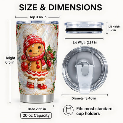 #pl[20oz|Steel] Gingerbread Girl Tumbler 20oz, Christmas Stainless Steel Travel Cup