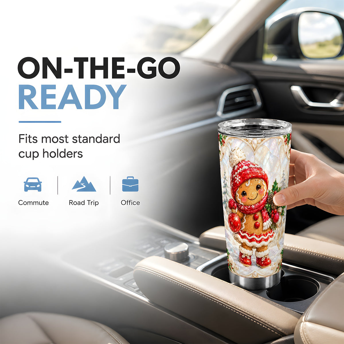 Gingerbread Girl Tumbler 20oz, Christmas Stainless Steel Travel Cup