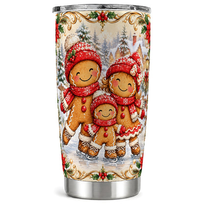 Gingerbread Family Tumbler 20oz, Christmas Stainless Steel Travel Cup