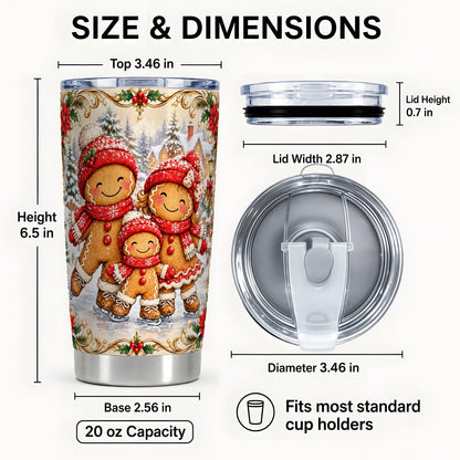 #pl[20oz|Steel] Gingerbread Family Tumbler 20oz, Christmas Stainless Steel Travel Cup