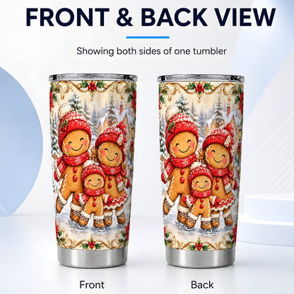 #pl[20oz|Steel] Gingerbread Family Tumbler 20oz, Christmas Stainless Steel Travel Cup