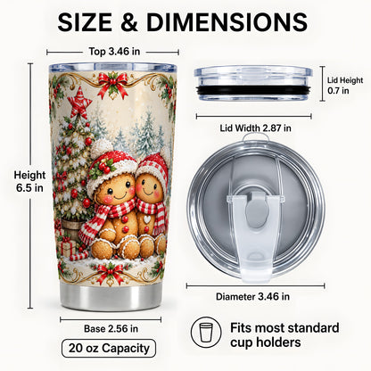 #pl[20oz|Steel] Gingerbread Couple Tumbler 20oz, Christmas Stainless Steel Travel Cup