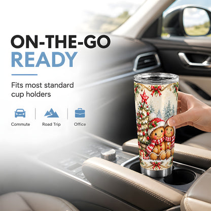 Gingerbread Couple Tumbler 20oz, Christmas Stainless Steel Travel Cup