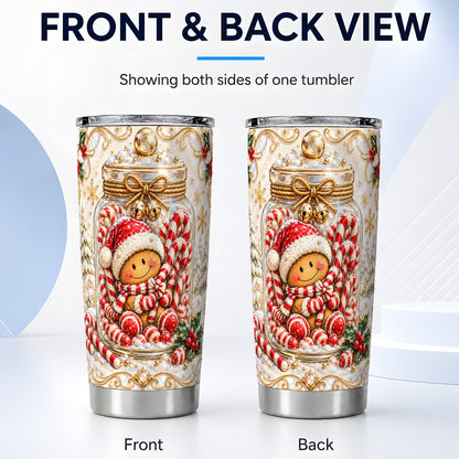 #pl[20oz|Steel] Gingerbread Candy Jar Tumbler 20oz, Christmas Stainless Steel Travel Cup