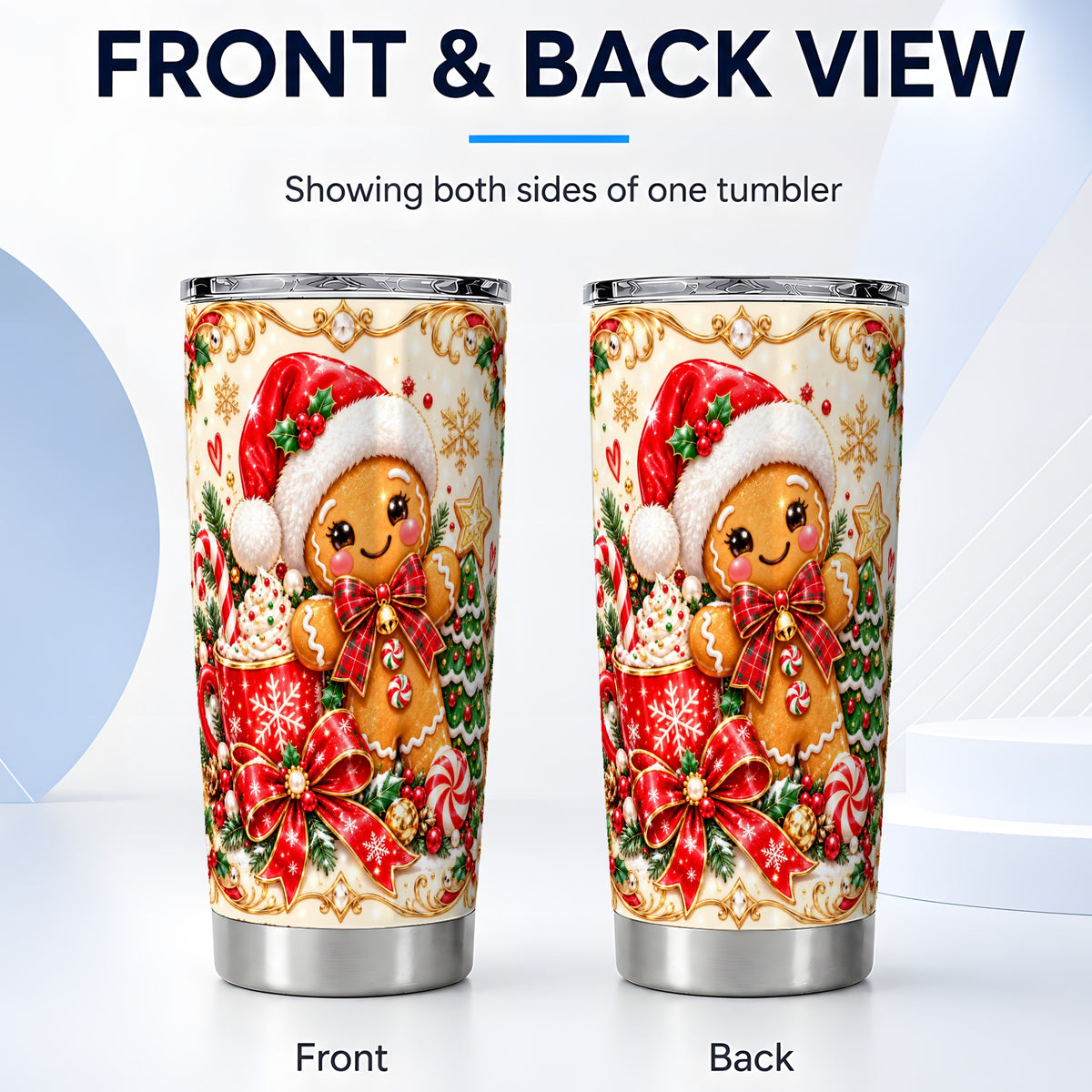 #pl[20oz|Steel] Gingerbread Girl Tumbler 20oz, Christmas Stainless Steel Travel Cup