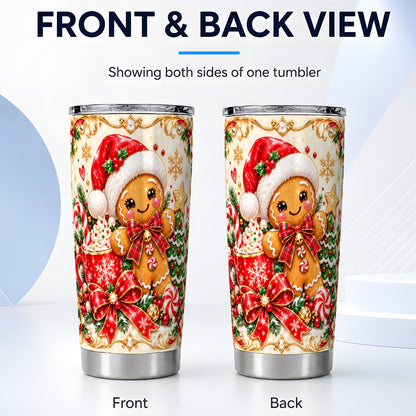 #pl[20oz|Steel] Gingerbread Girl Tumbler 20oz, Christmas Stainless Steel Travel Cup