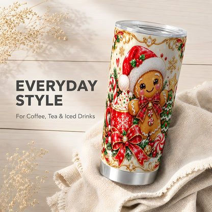 Gingerbread Girl Tumbler 20oz, Christmas Stainless Steel Travel Cup