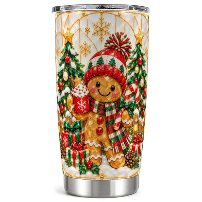 Gingerbread Winter Tumbler 20oz, Tumbler, Stainless Steel Travel Cup