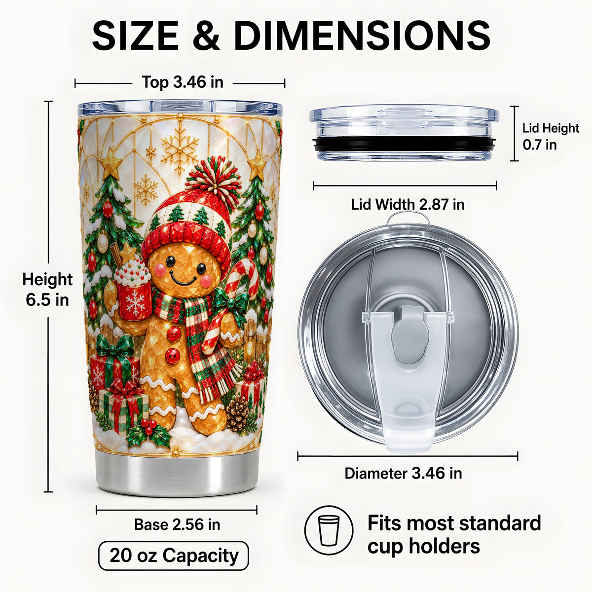 #pl[20oz|Steel] Gingerbread Winter Tumbler 20oz, Tumbler, Stainless Steel Travel Cup