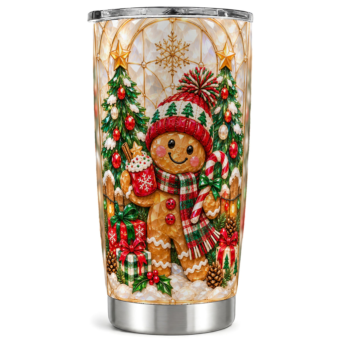 Gingerbread Tumbler 20oz, Christmas Tumbler, Stainless Steel Travel Cup