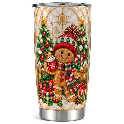 Gingerbread Tumbler 20oz, Christmas Tumbler, Stainless Steel Travel Cup