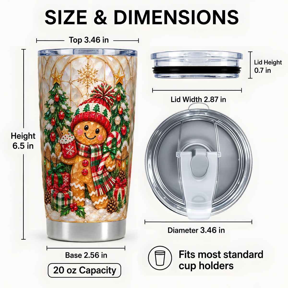 #pl[20oz|Steel] Gingerbread Tumbler 20oz, Christmas Tumbler, Stainless Steel Travel Cup