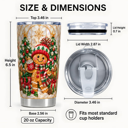 #pl[20oz|Steel] Gingerbread Tumbler 20oz, Christmas Tumbler, Stainless Steel Travel Cup