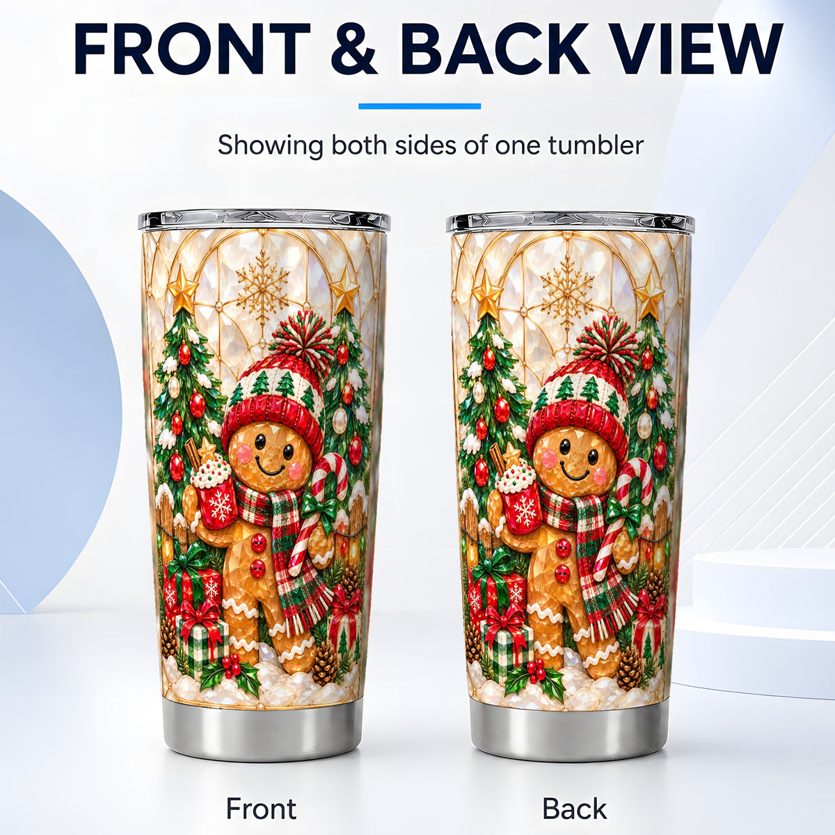 #pl[20oz|Steel] Gingerbread Tumbler 20oz, Christmas Tumbler, Stainless Steel Travel Cup