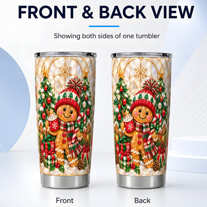 #pl[20oz|Steel] Gingerbread Tumbler 20oz, Christmas Tumbler, Stainless Steel Travel Cup
