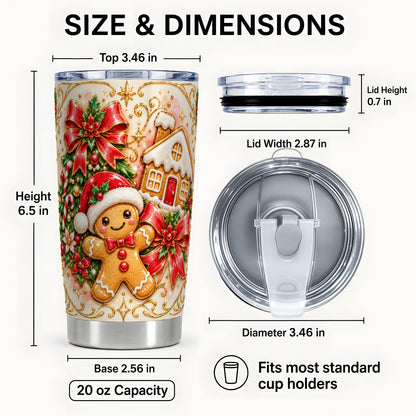 #pl[20oz|Steel] Gingerbread Tumbler 20oz, Christmas Tumbler, Stainless Steel Travel Cup
