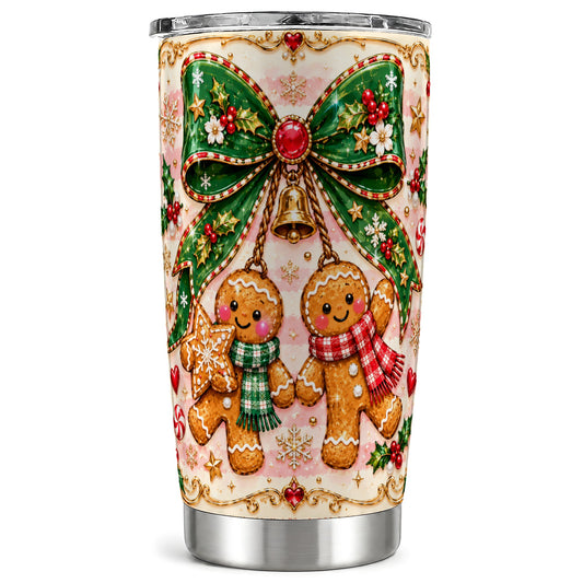 Couple Tumbler 20oz, Gingerbread Tumbler, Stainless Steel Travel Cup