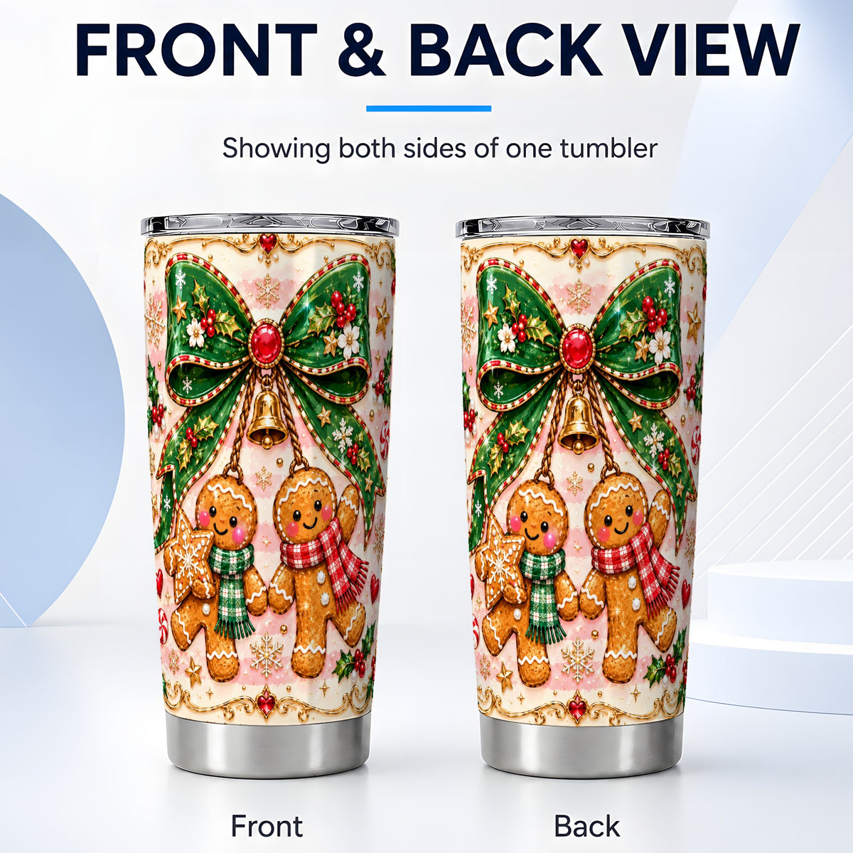 #pl[20oz|Steel] Couple Tumbler 20oz, Gingerbread Tumbler, Stainless Steel Travel Cup