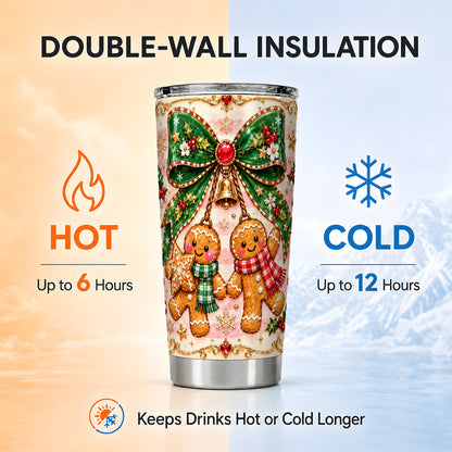 Couple Tumbler 20oz, Gingerbread Tumbler, Stainless Steel Travel Cup