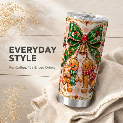 Couple Tumbler 20oz, Gingerbread Tumbler, Stainless Steel Travel Cup